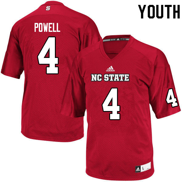 Youth #4 Cecil Powell NC State Wolfpack College Football Jerseys Sale-Red - Click Image to Close